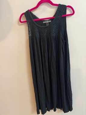 Women’s Black Crochet Yoke Swim Coverup Maxi Size Large
